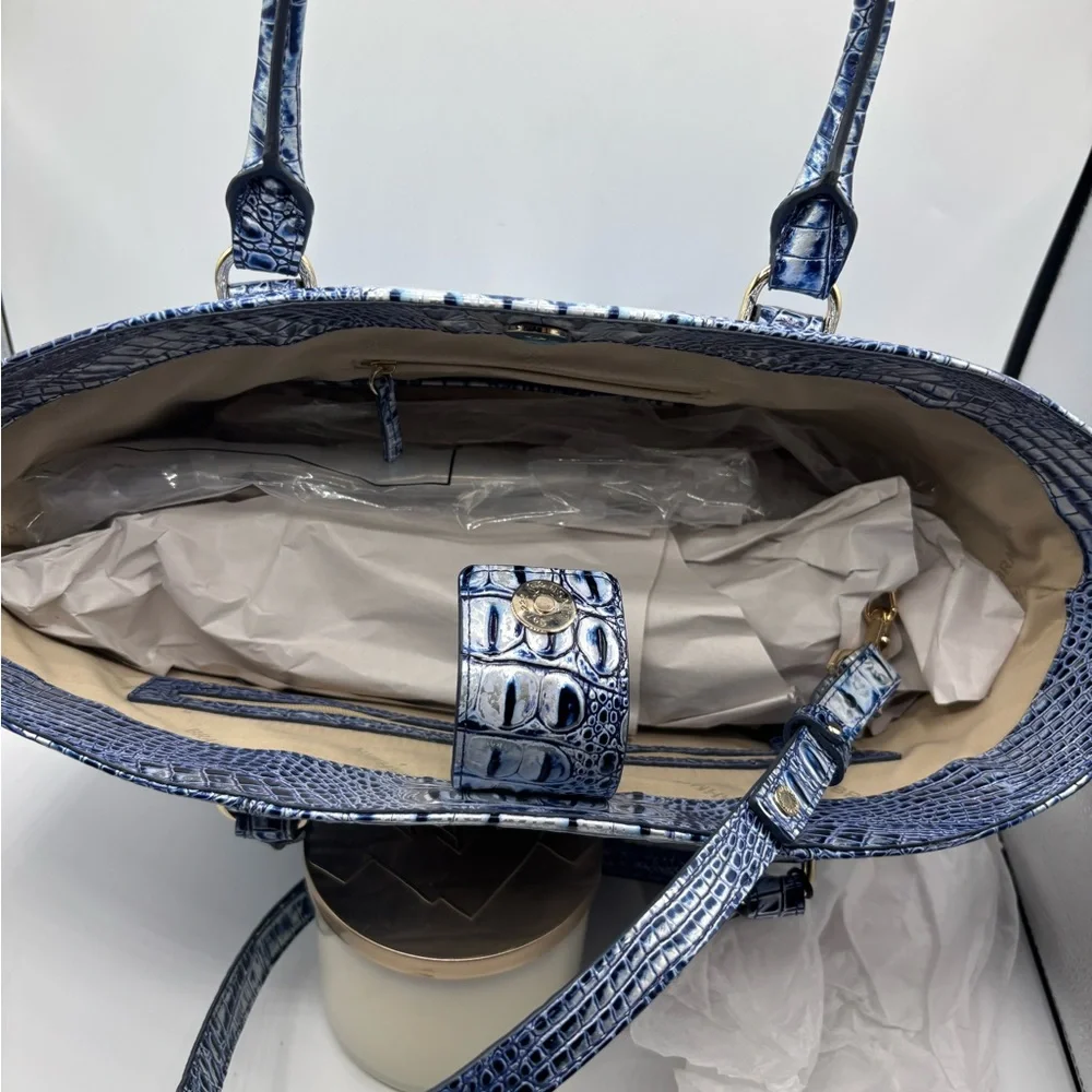 Brahmin Jeanne Leather Large Tote Style Bag Coastal Blue Melbourne - Picture 9 of 15